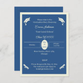 Minimalistischer Abschluss in Beige und Blau Ankündigungspostkarte (Vorne/Hinten)