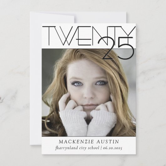 Minimalistischer Abschluss | Klassisches Script Gr Ankündigung (Vorderseite)