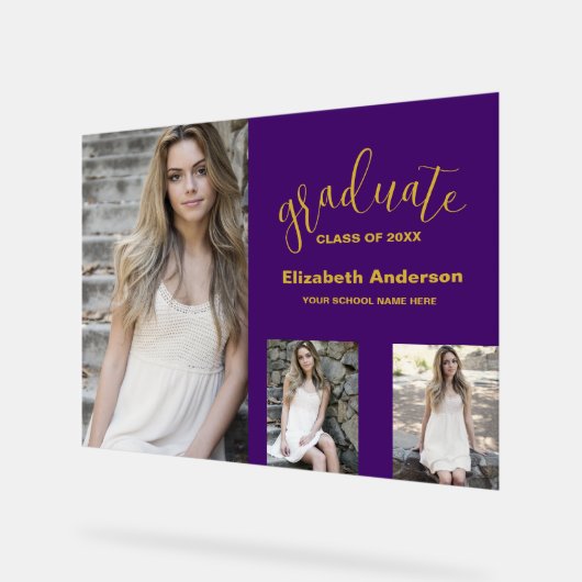 Minimalistischer Abschluss mit 3 Fotos Acrylschild (Winkel)