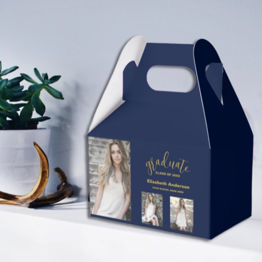 Minimalistischer Abschluss mit 3 Fotos Geschenkschachtel