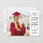 Minimalistischer Abschluss mit doppelseitigem Foto Dankeskarte (Vorderseite)