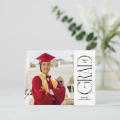 Minimalistischer Abschluss mit doppelseitigem Foto Dankeskarte (Stehend Vorderseite)