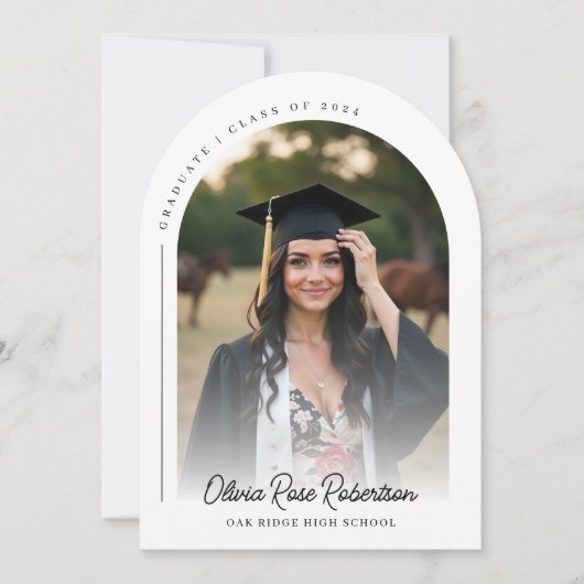 Minimalistischer Abschluss mit modernem Foto Einladung (Vorderseite)