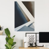 Minimalistischer abstrakter blauer Grau Beige Poster (Heimbüro)