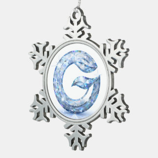 Minimalistischer abstrakter Buchstabe G Schneeflocken Zinn-Ornament