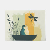 Minimalistischer Abstrakter Chubby-See Weiße Katze Fußmatte (Vorderseite)