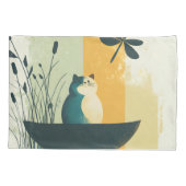 Minimalistischer Abstrakter Chubby-See Weiße Katze Kissenbezug (Rückseite)