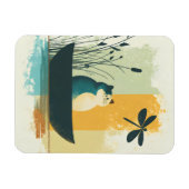 Minimalistischer Abstrakter Chubby-See Weiße Katze Magnet (Horizontal)