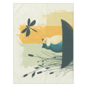 Minimalistischer Abstrakter Chubby-See Weiße Katze Tischdecke (Vorderseite)