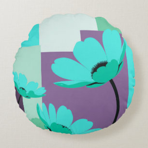 Minimalistischer abstrakter floraler runder Pouf O Rundes Kissen