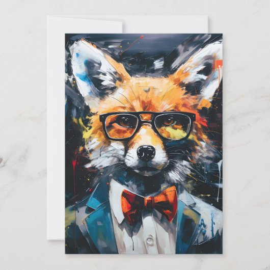 Minimalistischer Abstrakter Fuchs Feiertagskarte (Vorderseite)
