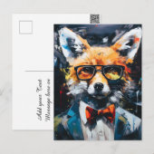 Minimalistischer Abstrakter Fuchs Feiertagspostkarte (Vorne/Hinten)