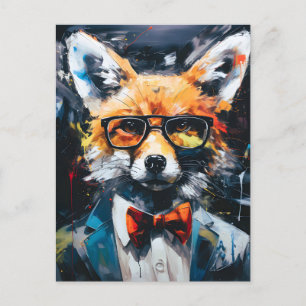 Minimalistischer Abstrakter Fuchs Feiertagspostkarte