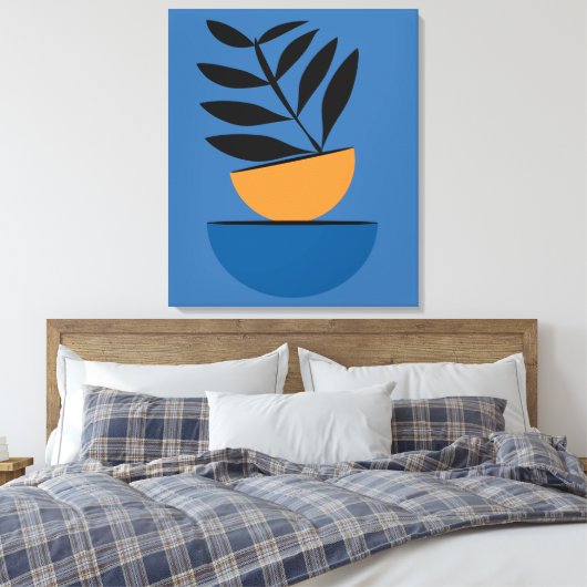 Minimalistischer Abstrakter Halbkreis Boho Botanic Leinwanddruck (Insitu (Schlafzimmer))