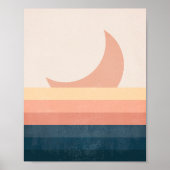 Minimalistischer Abstrakter Mond und Ozean Poster (Vorne)