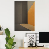 Minimalistischer abstrakter Orange und Grau Poster (Heimbüro)
