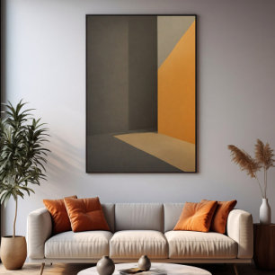 Minimalistischer abstrakter Orange und Grau Poster
