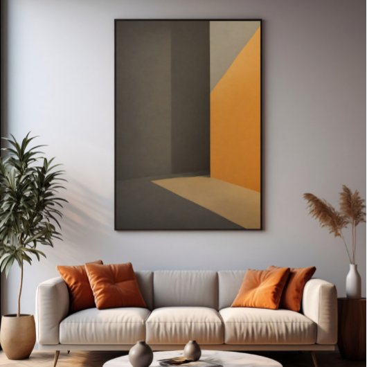 Minimalistischer abstrakter Orange und Grau Poster