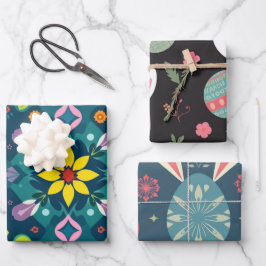 Minimalistischer Abstrakter Ostereier Geschenkpapier Set