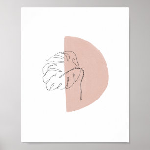 Minimalistischer Abstrakter Palmenblättriger Rosa  Poster