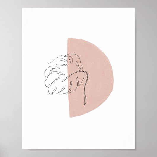 Minimalistischer Abstrakter Palmenblättriger Rosa Poster (Vorne)