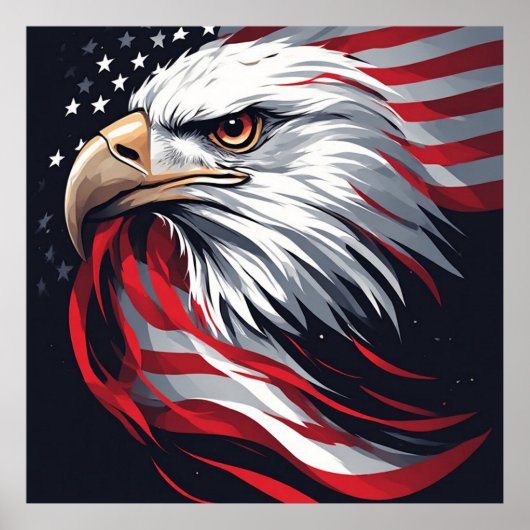 Minimalistischer Adler mit Flagge – Moderne patrio Poster (Vorne)