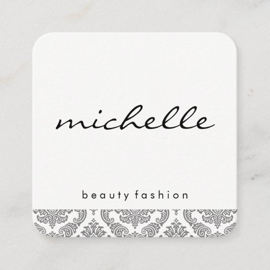 Minimalistischer Akzent, kursiver Text Quadratische Visitenkarte (Vorderseite)