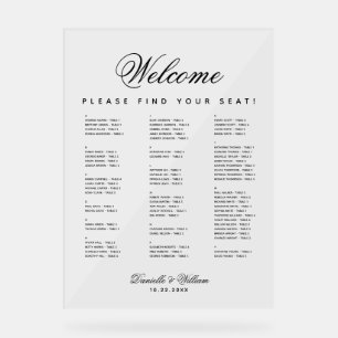 Minimalistischer alphabetischer Hochzeitssitzplan Acrylschild