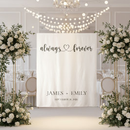 Minimalistischer Always & Forever Hochzeitskulisse Wandteppich