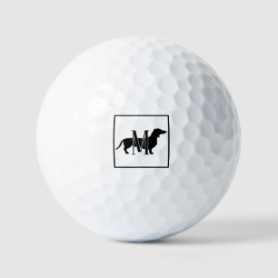 Minimalistischer Anfangsbuchstabe Doxie Dachshund  Golfball