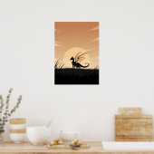 Minimalistischer Anime-Drache Poster (Küche)