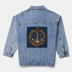 Minimalistischer Anker mit gewickeltem Seil – Stär Jeansjacke