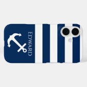 Minimalistischer Anker und Streifen Case-Mate iPhone Hülle (Rückseite (Horizontal))