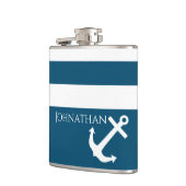 Minimalistischer Anker und Streifen Flachmann (Links)