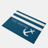 Minimalistischer Anker und Streifen Fußmatte (Schrägansicht)