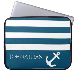 Minimalistischer Anker und Streifen Laptopschutzhülle