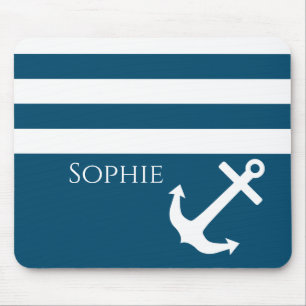 Minimalistischer Anker und Streifen Mousepad