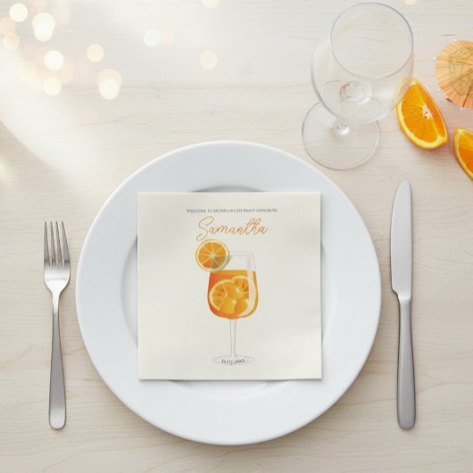 Minimalistischer Aperol Spritz Junggeselinnen-Absc Serviette