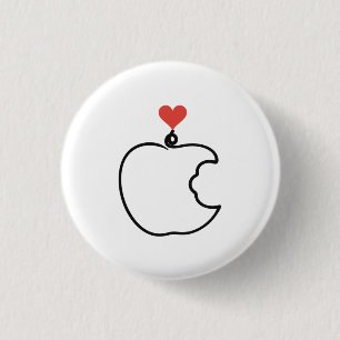 Minimalistischer Apfel in One-Line-Kunst mit rotem Button
