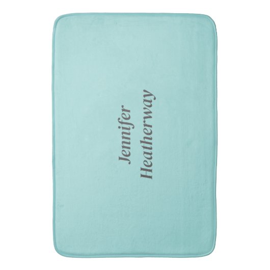 Minimalistischer Aqua-Blau-individuelle Name Badematte (Vorderseite Vertikal)