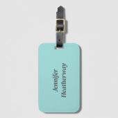 Minimalistischer Aqua-Blau-individuelle Name Gepäckanhänger (Vorderseite Vertikal)