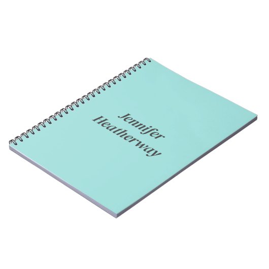 Minimalistischer Aqua-Blau-individuelle Name Notizblock (Linke Seite)