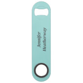 Minimalistischer Aqua-Blau-individuelle Name Speed Flaschenöffner (Vorderseite)