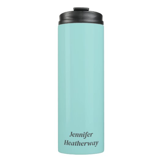 Minimalistischer Aqua-Blau-individuelle Name Thermosbecher (Vorderseite)
