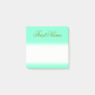 Minimalistischer Aquamarine-Hintergrund und Grünn Post-it Klebezettel