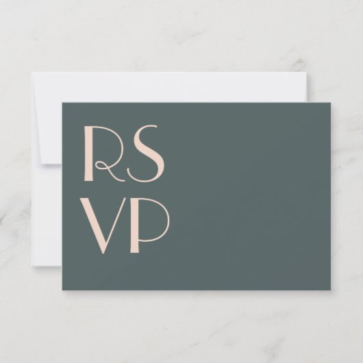 Minimalistischer Aquamariner Art Deco Wedding RSVP (Vorderseite)