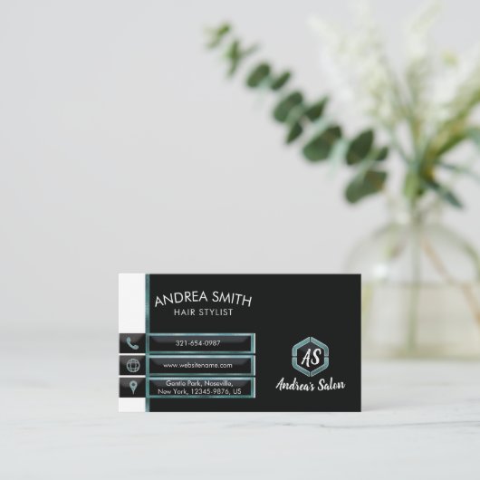 Minimalistischer Aquamariner Glitzer Beruflich Mod Visitenkarte (Stehend Vorderseite)