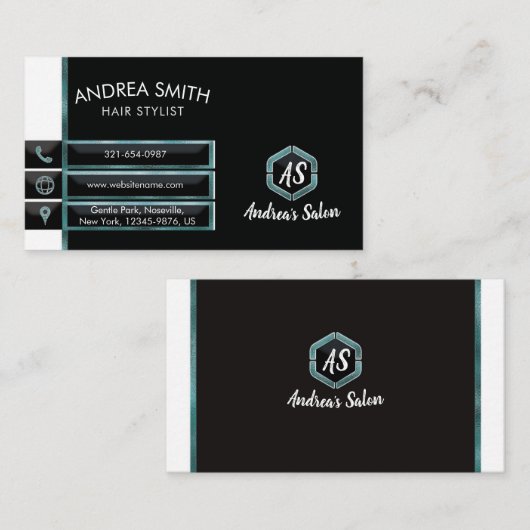 Minimalistischer Aquamariner Glitzer Beruflich Mod Visitenkarte (Vorne/Hinten)