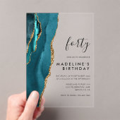 Minimalistischer Aquamariner Goldene Agate Geode 4 Acryleinladungen (Insitu (Handheld))