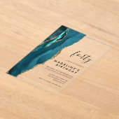 Minimalistischer Aquamariner Goldene Agate Geode 4 Acryleinladungen (Ablage )